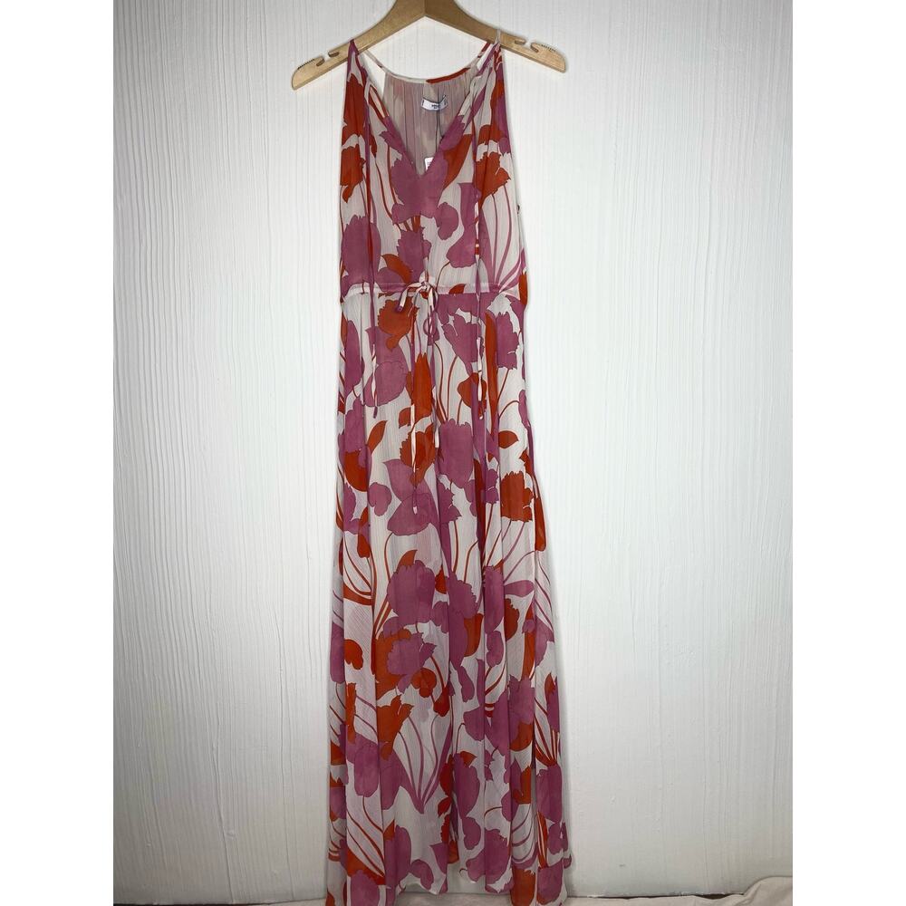Mango Floral Pink Sleeveless Halter Maxi Gown Dress NWT US 4 - Picture 11 of 16